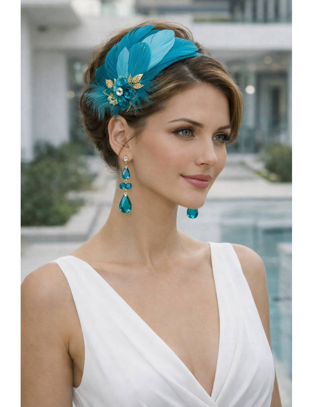 TOCADO PLUMA Y COLLAR 620