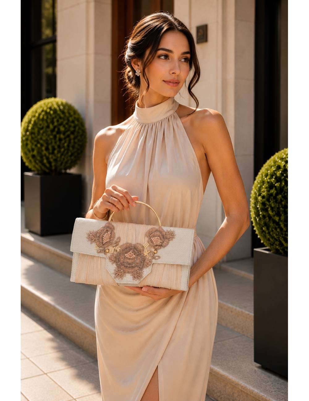 BOLSO PLUMA Y COLLAR QUARZO