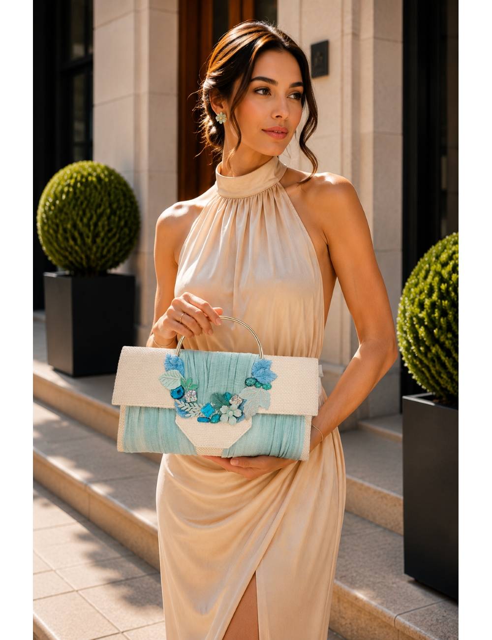 BOLSO PLUMA Y COLLAR MAR